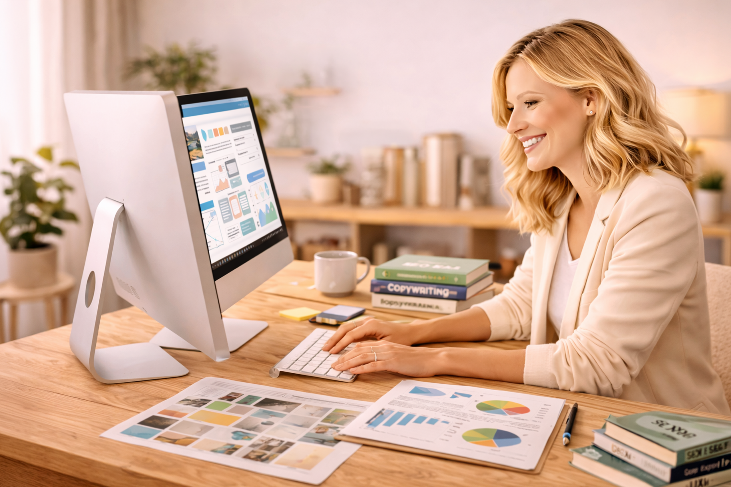 Vrouw doet in SEO integratie op een website voor haar klant.